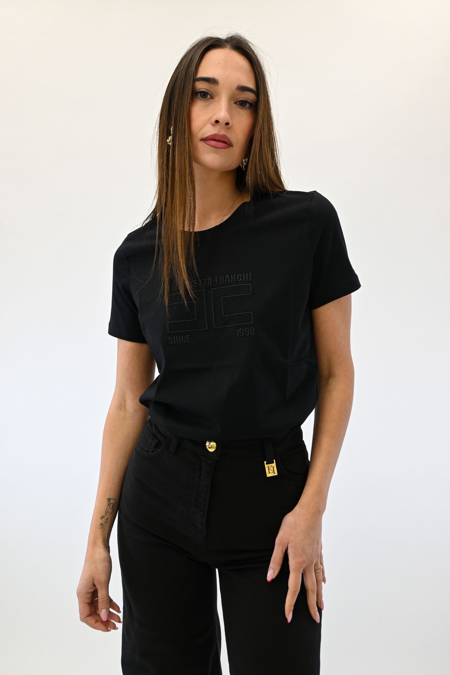 Elisabetta Franchi T-shirt in jersey con logo ricamato
