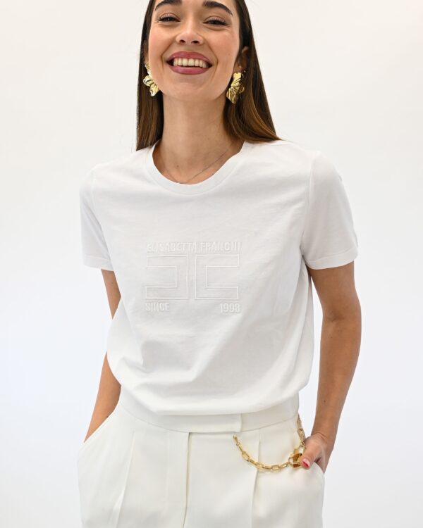 Elisabetta Franchi T-shirt in jersey con logo ricamato